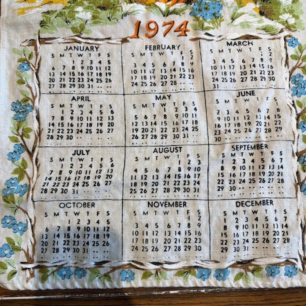 Vtg 1974 Covered Bridge Linen Tea Towel